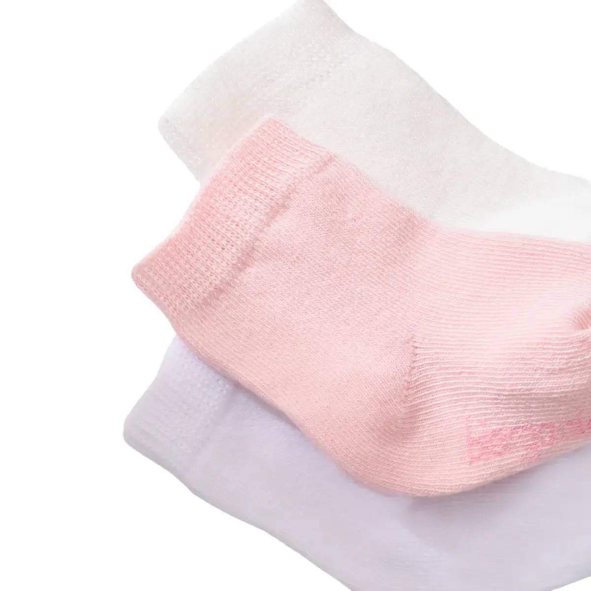 Bibaby Organik Çorap Soket 3lü Basic Pembe - Beyaz
