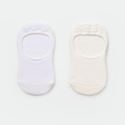 Bibaby Organik Babet Çorap 2li Basic Beyaz - Ekru