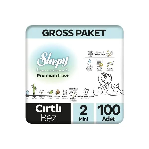 Sleepy Bebek Bezi Bio Natural 2 Numara Mini 100lü Gross Paket