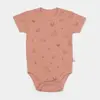 Bibaby Organik Body Kısa Kol Waffle Deer And Bird Ekru - Rose