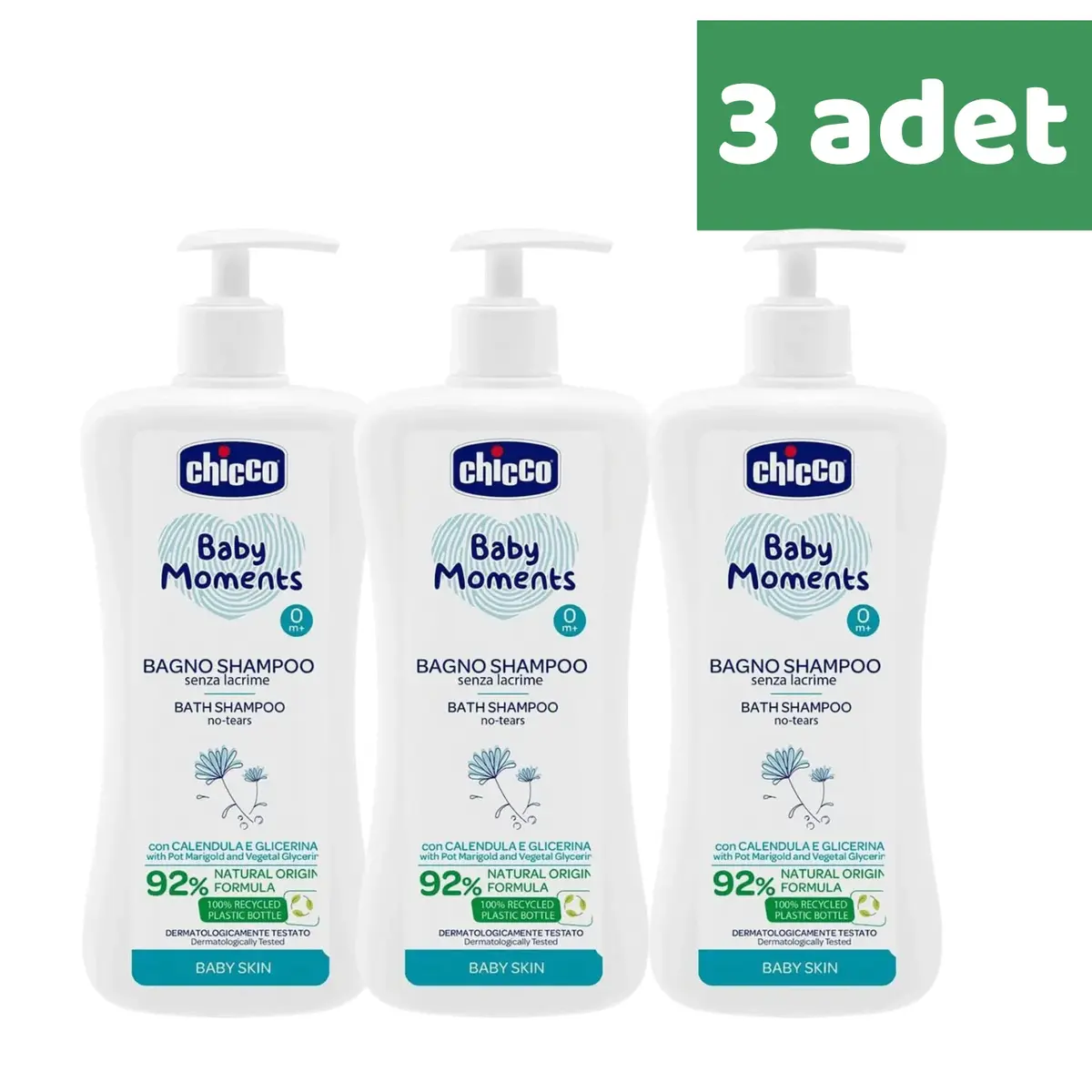 Chicco Baby Moments Doğal Göz Yakmayan Bebek Saç ve Vücut Şampuanı 750 ml x 3 Adet Chicco Baby Moments Doğal Göz Yakmayan Bebek Saç ve Vücut Şampuanı 750 ml x 3 Adet