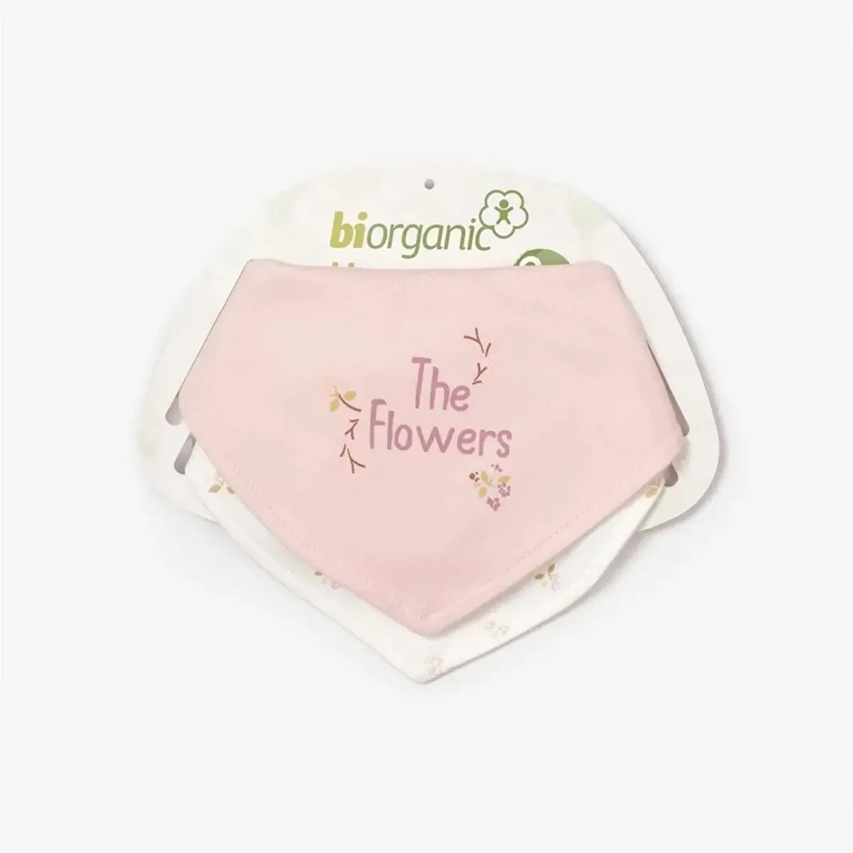 Bibaby Organik Fular Önlük 2li The Flowers Ekru - Pembe