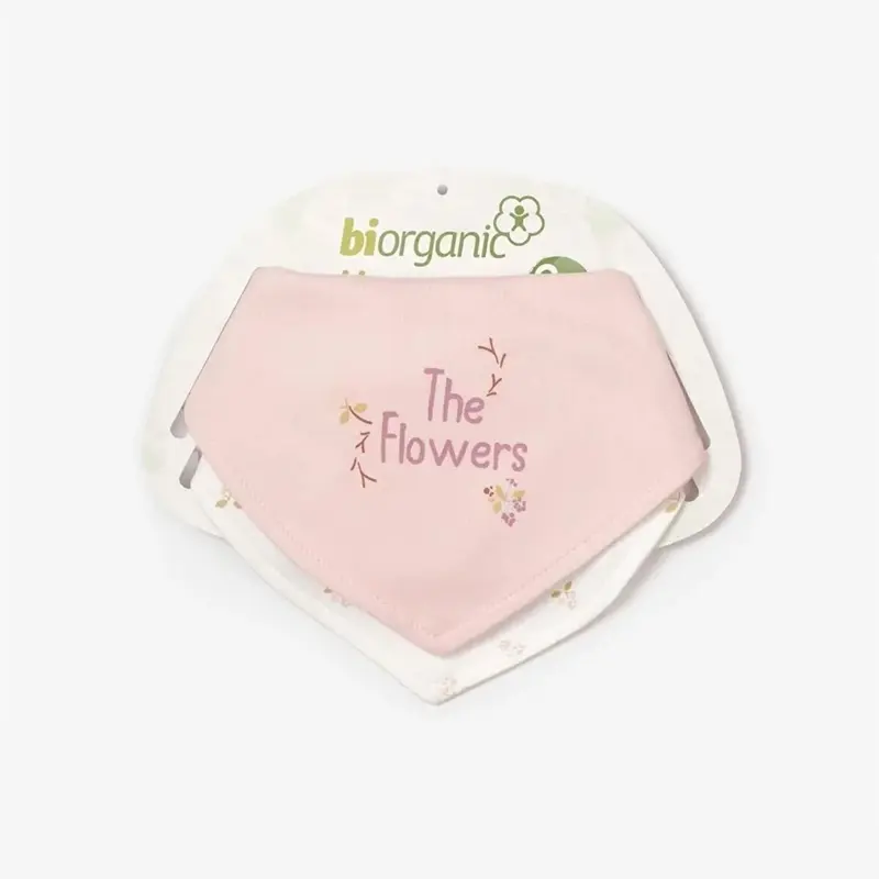 Bibaby Organik Fular Önlük 2li The Flowers Ekru - Pembe