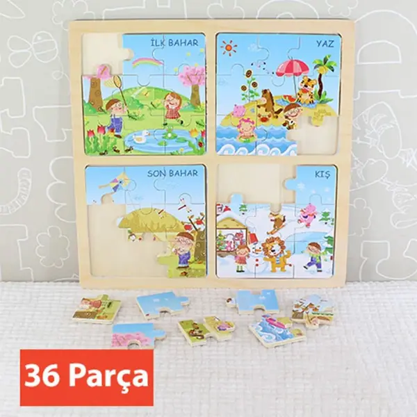 Bu-Bu Ahşap Puzzle Mevsimler 30x30 cm
