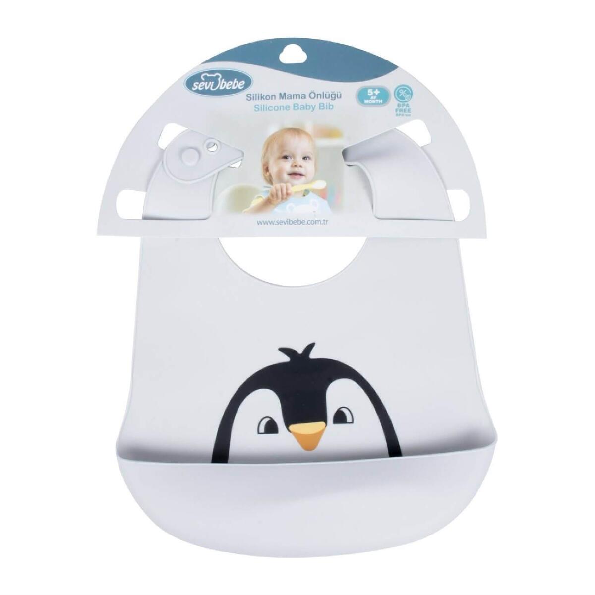 Sevi Bebe Ayarlanabilir Silikon Mama Önlüğü Gri