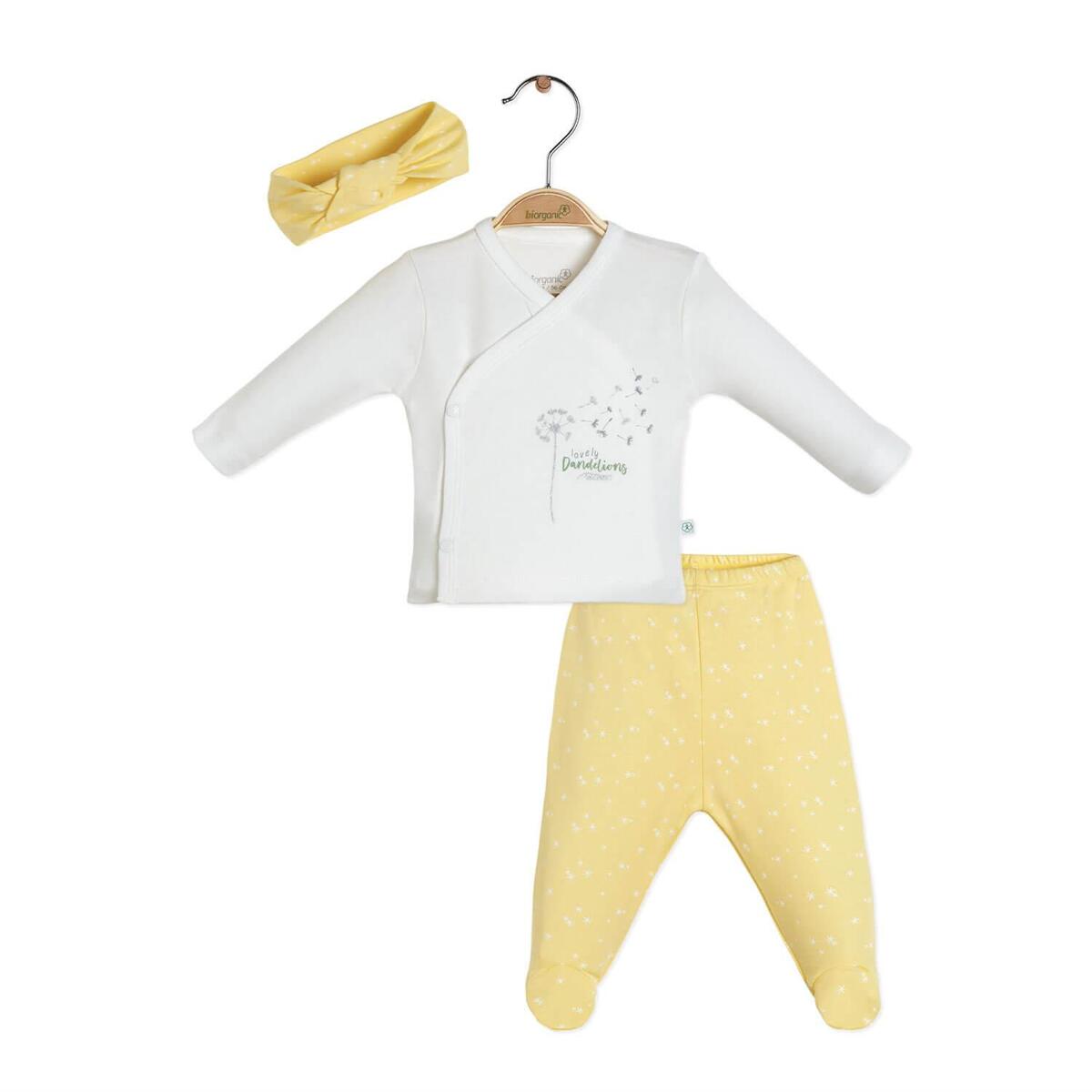 Bibaby Organik Zıbın Takımı Fly Dandelions Sarı - Ekru