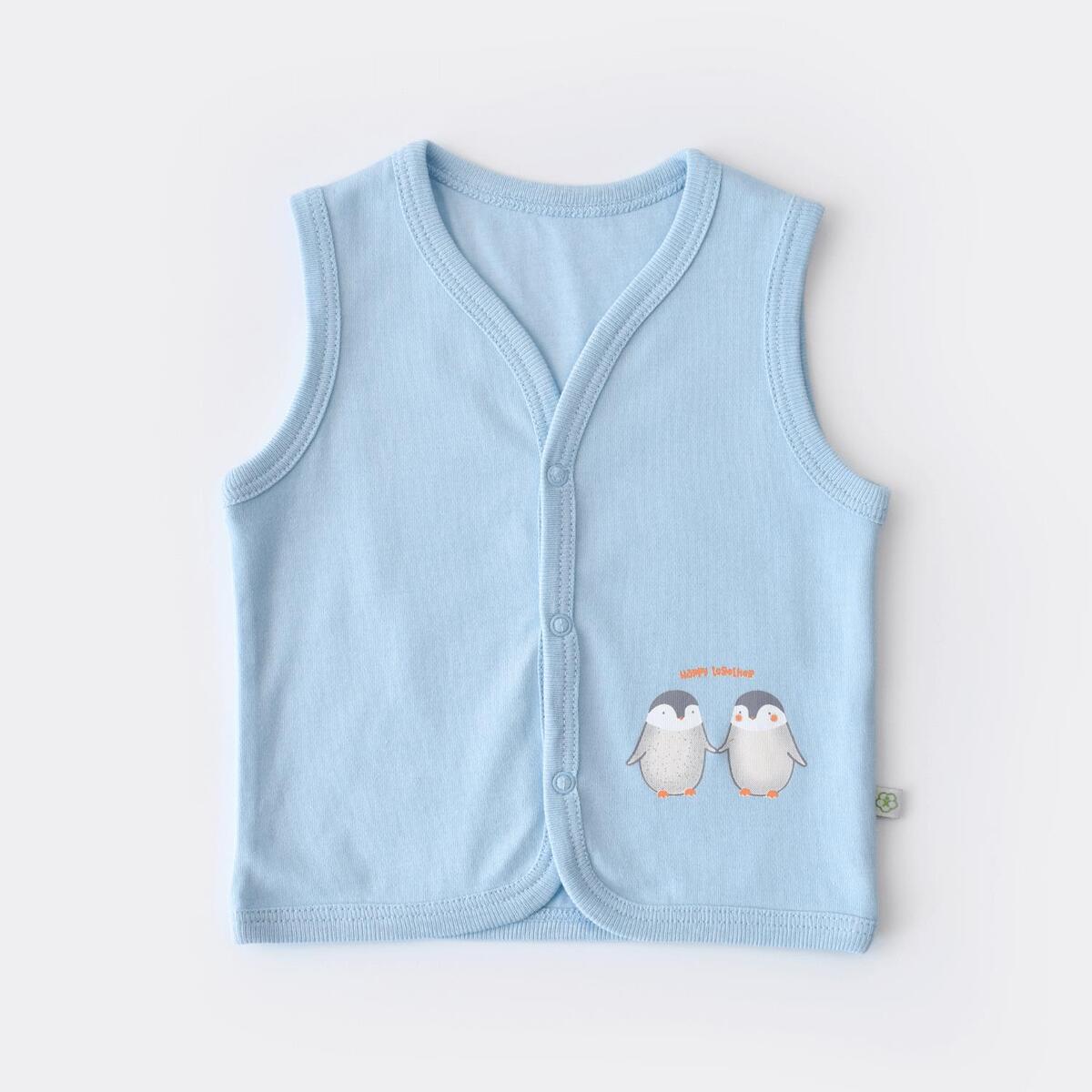 Bibaby Organik Yelek Hello New Penguins Mavi