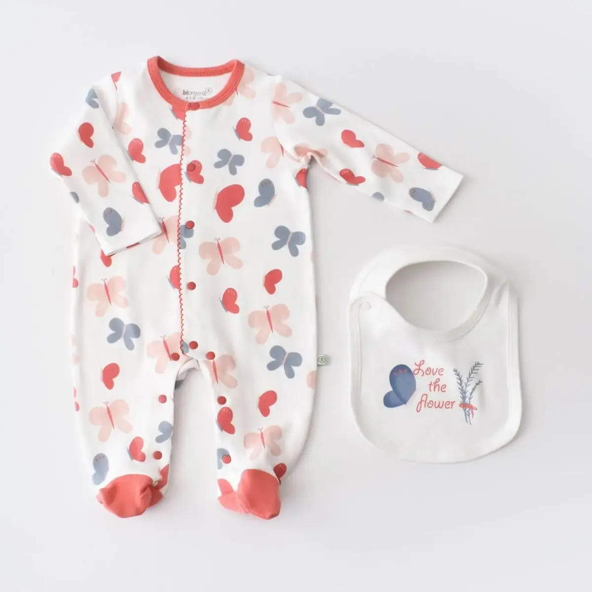Bibaby Organik Tulum Takımı Tüllü Wild Flowers Coral