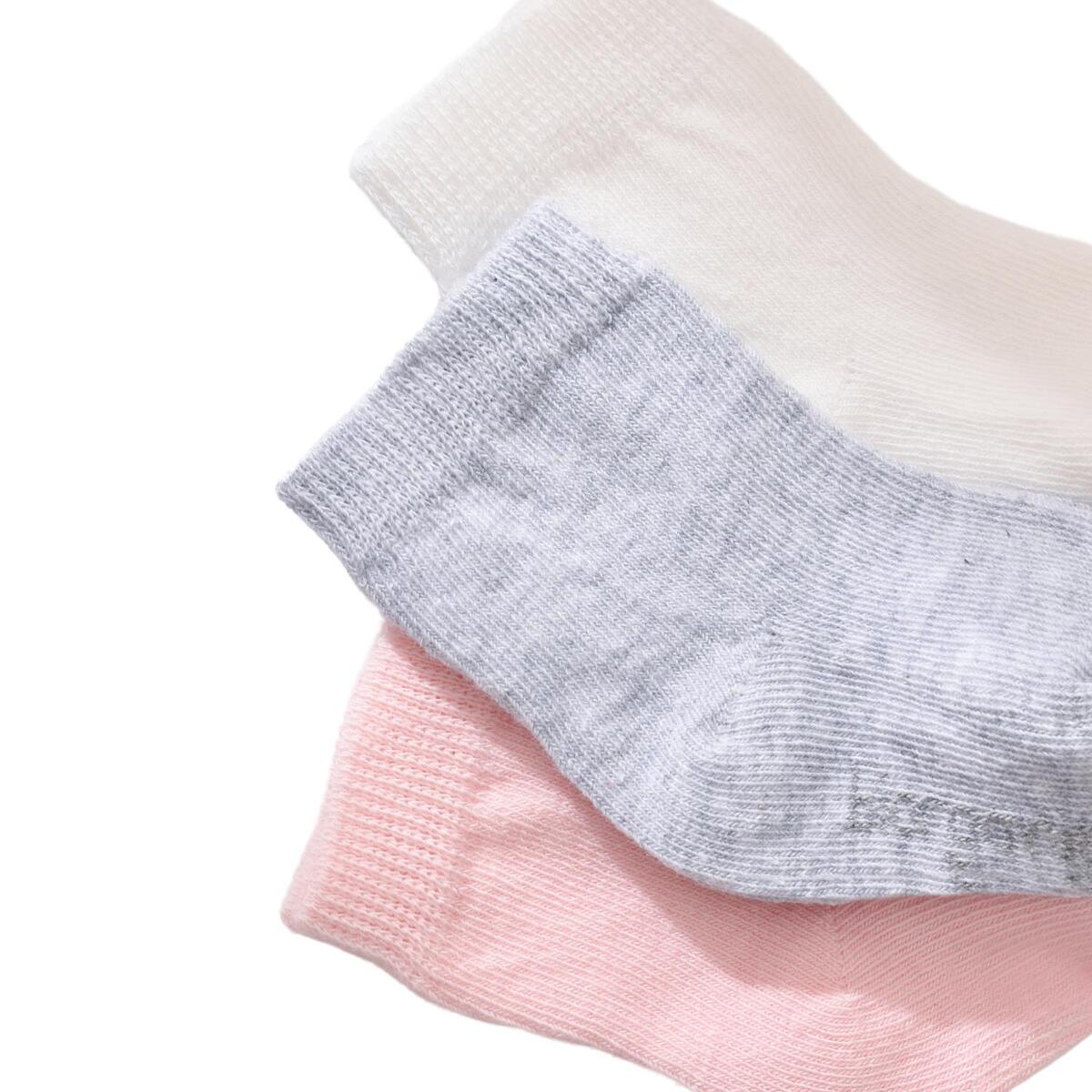 Bibaby Organik Çorap Soket 3lü Basic Pembe - Gri