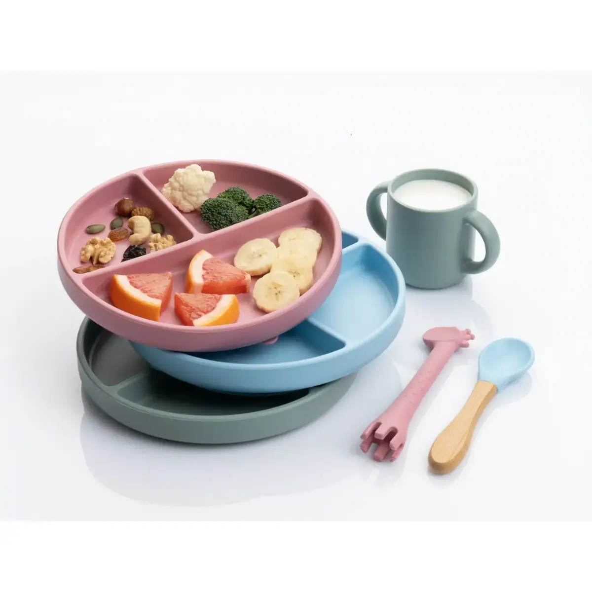 BM Care Porsiyon Vakumlu Mama Tabağı-Mavi