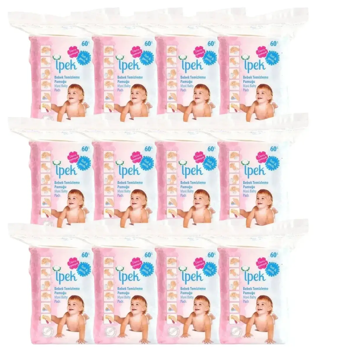 İpek Bebek Temizleme Pamuğu 12x60lı