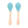 BM Care Bambu Saplı Mama Kaşığı 2li Mavi
