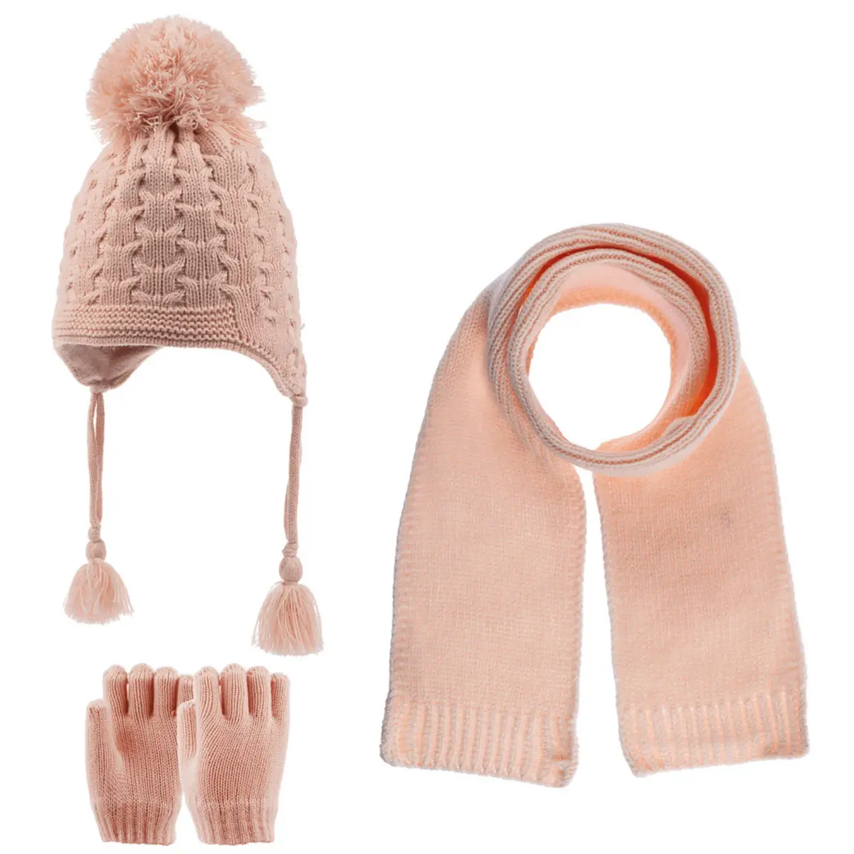 Kitti Atkı Bere Eldiven Takım Gül Pembe