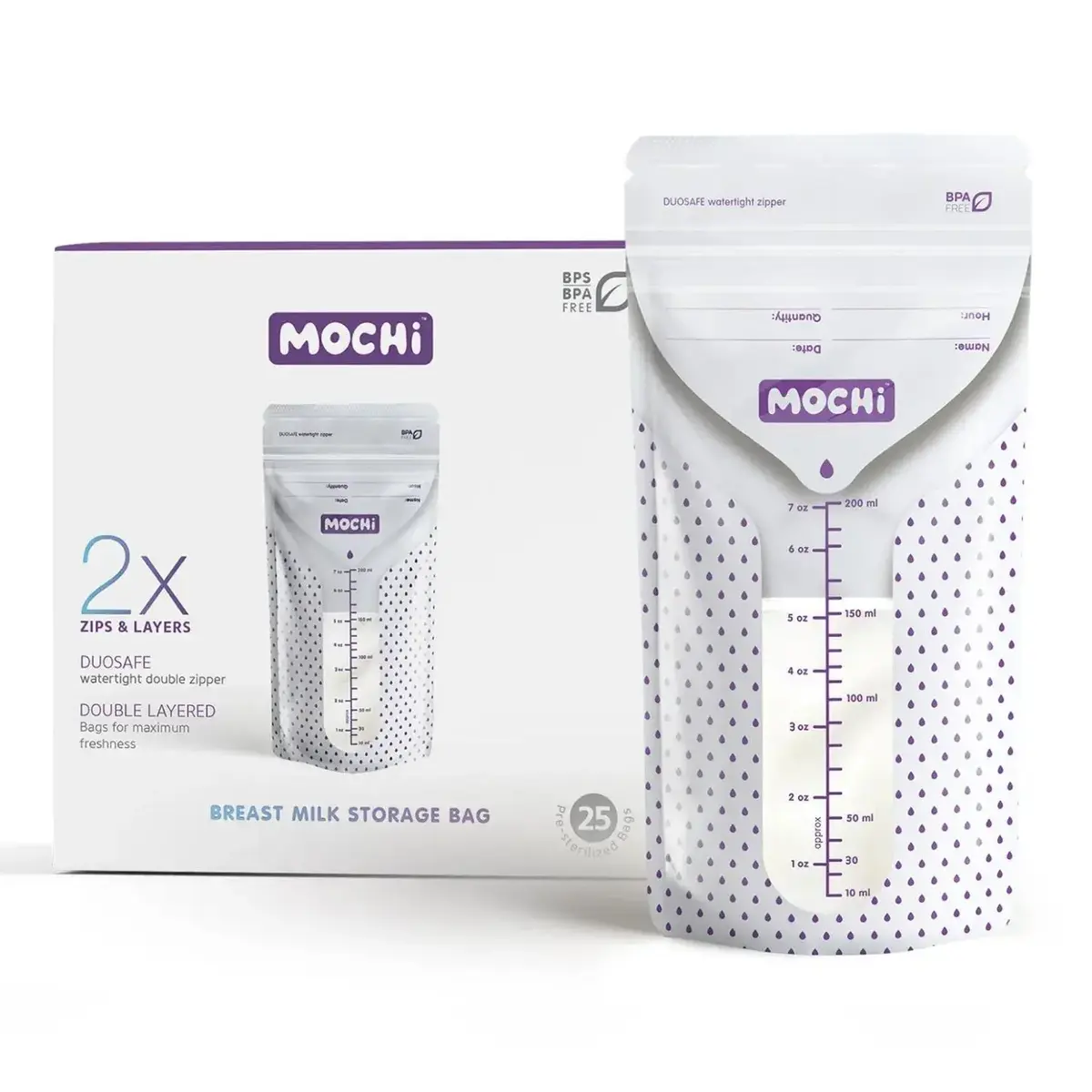 Mochi Anne Sütü Saklama Poşeti 200 ml 50li