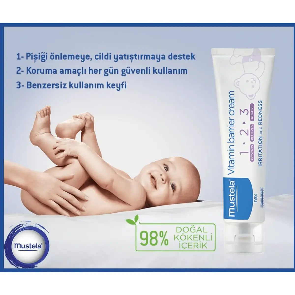 Mustela Vitamin Bariyer 1-2-3 Bebek Pişik Kremi 100 ml x 3 Adet