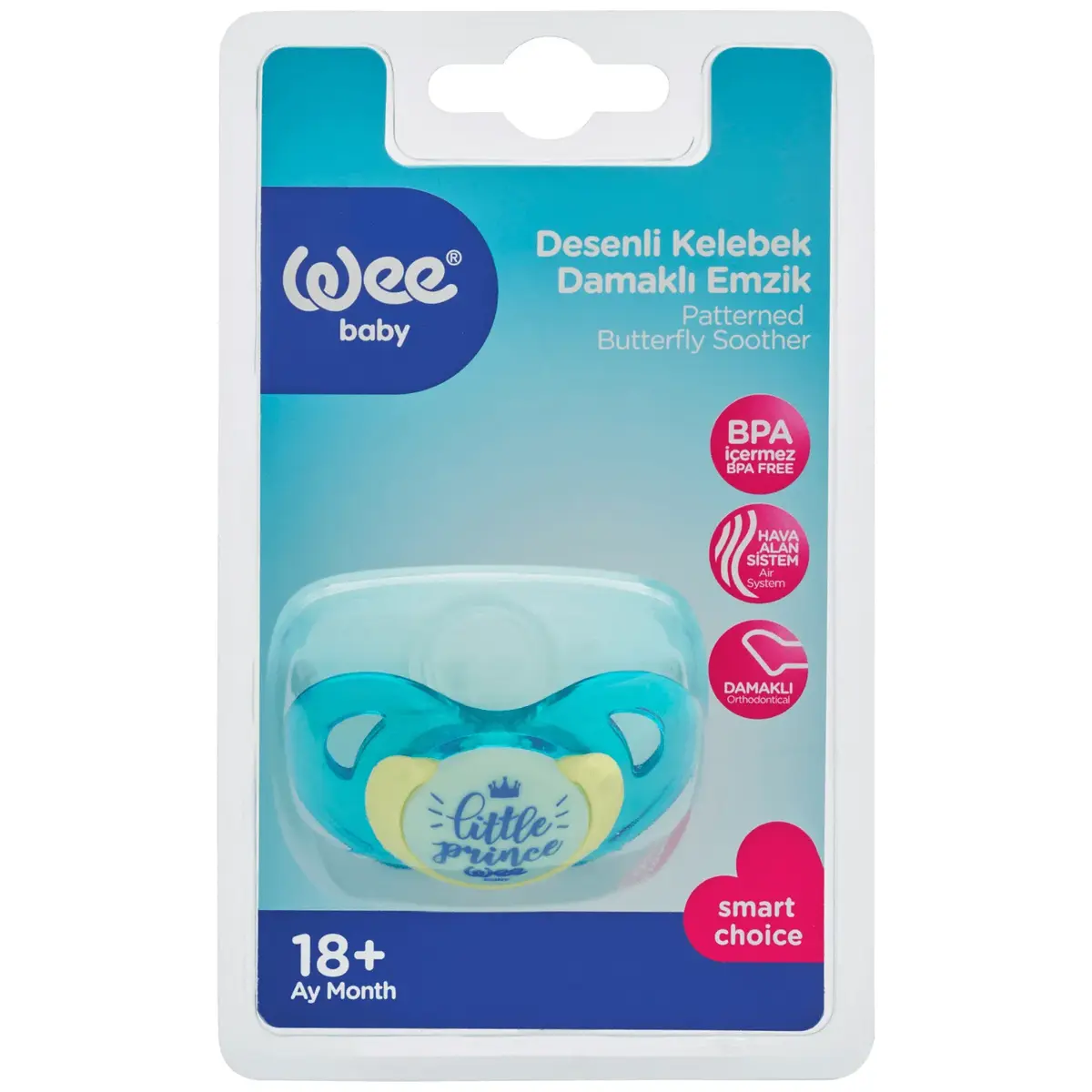 Wee Baby Desenli Kelebek Damaklı Silikon Emzik 0-6 Ay