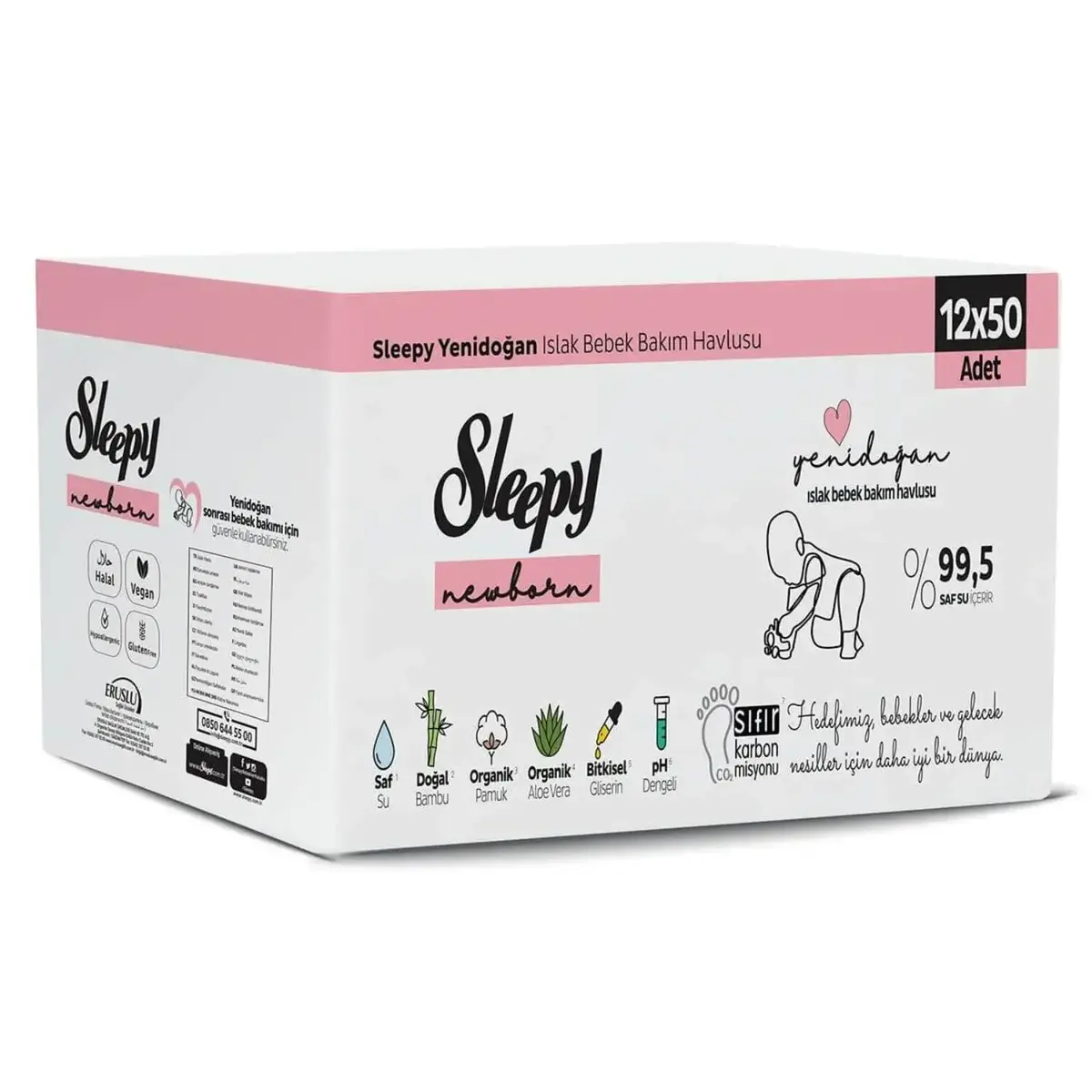 Sleepy Yenidoğan Islak Mendil 12x50li