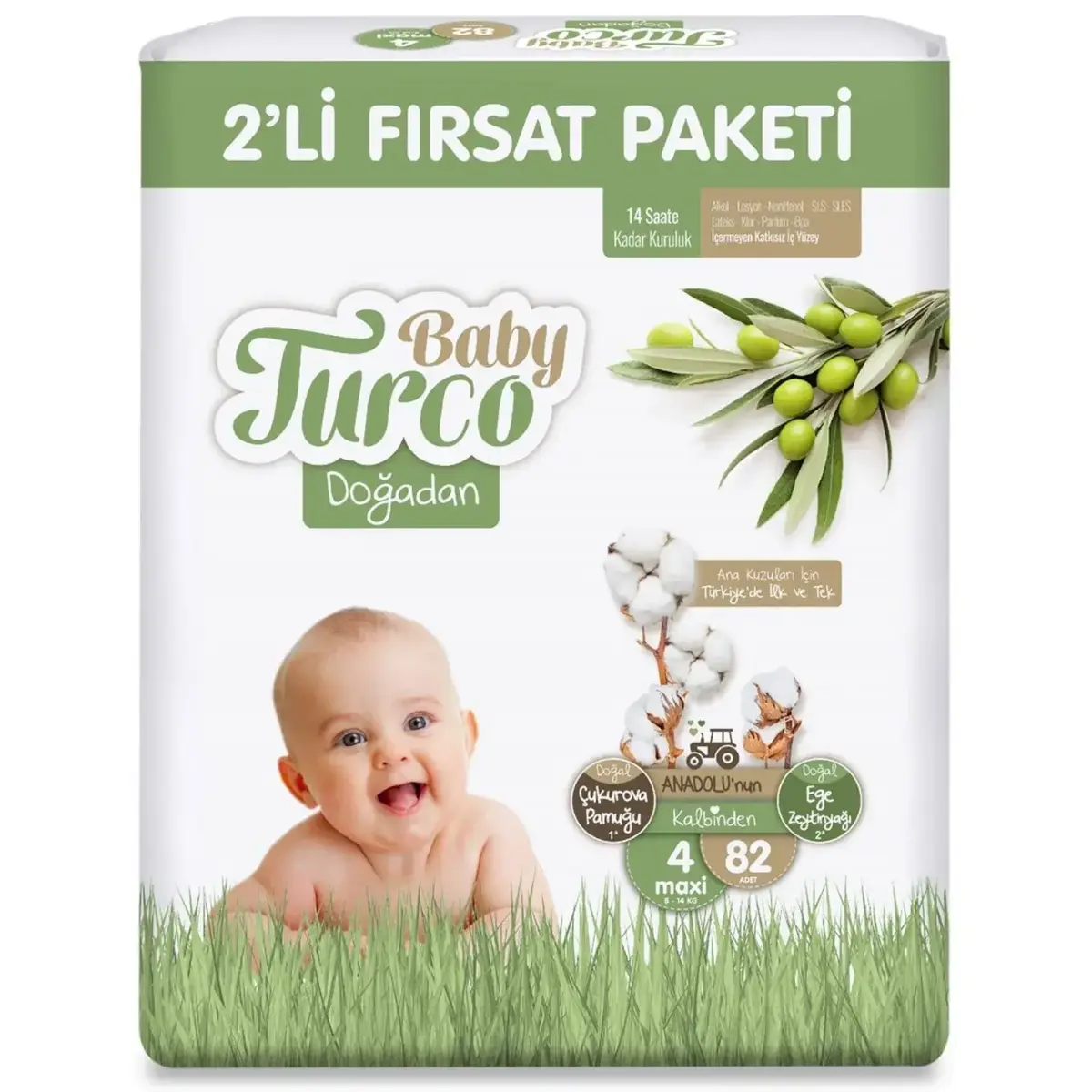Baby Turco Doğadan Bebek Bezi 4 Beden Maxi 82li Fırsat Paketi