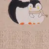 Mini Damla Battaniye Triko Penguen Nakışlı Bej