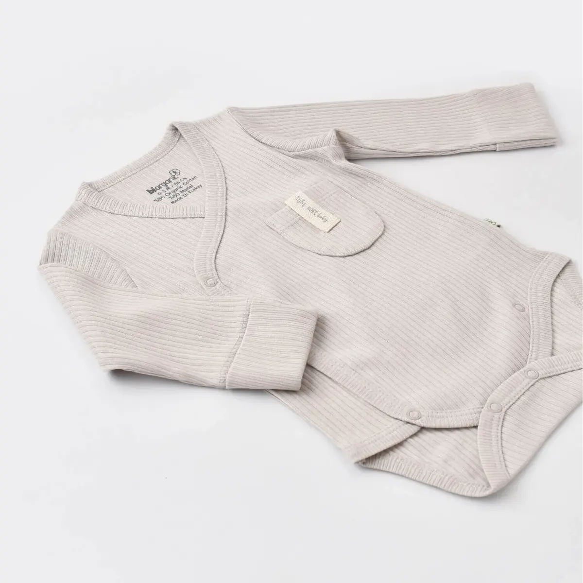 Bibaby Organik Body Kruvaze Eldivenli Soft Modal Gri