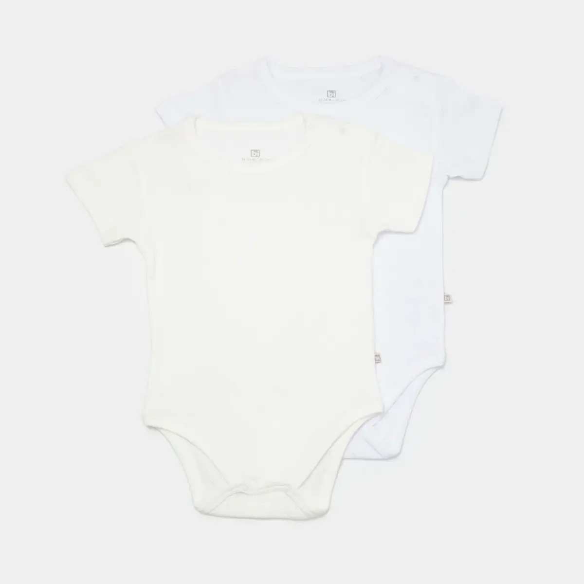 Bibaby Body Kısa Kol 2li Jakarlı Beyaz - Ekru