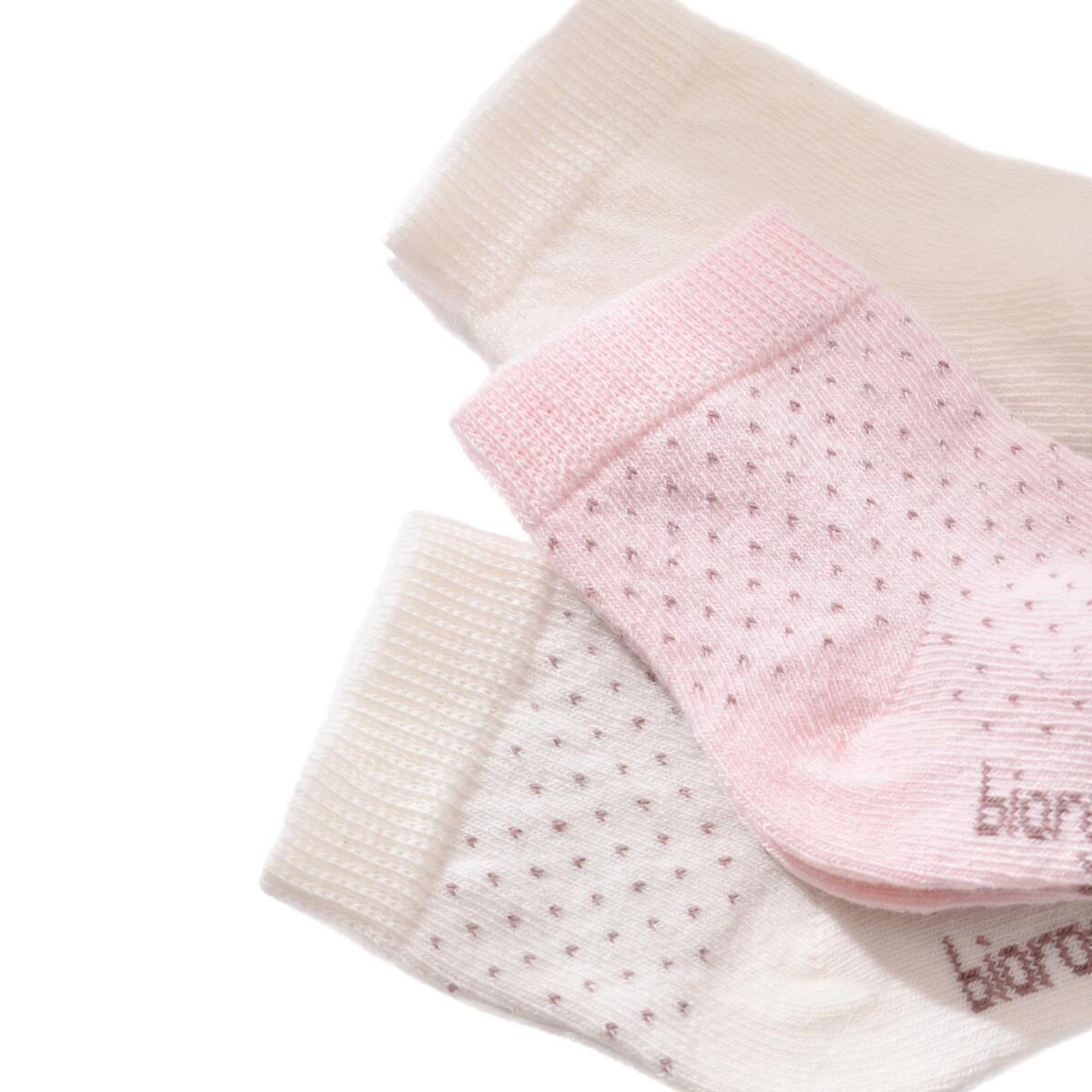 Bibaby Organik Çorap Soket 3lü Puanlı Pembe - Ekru