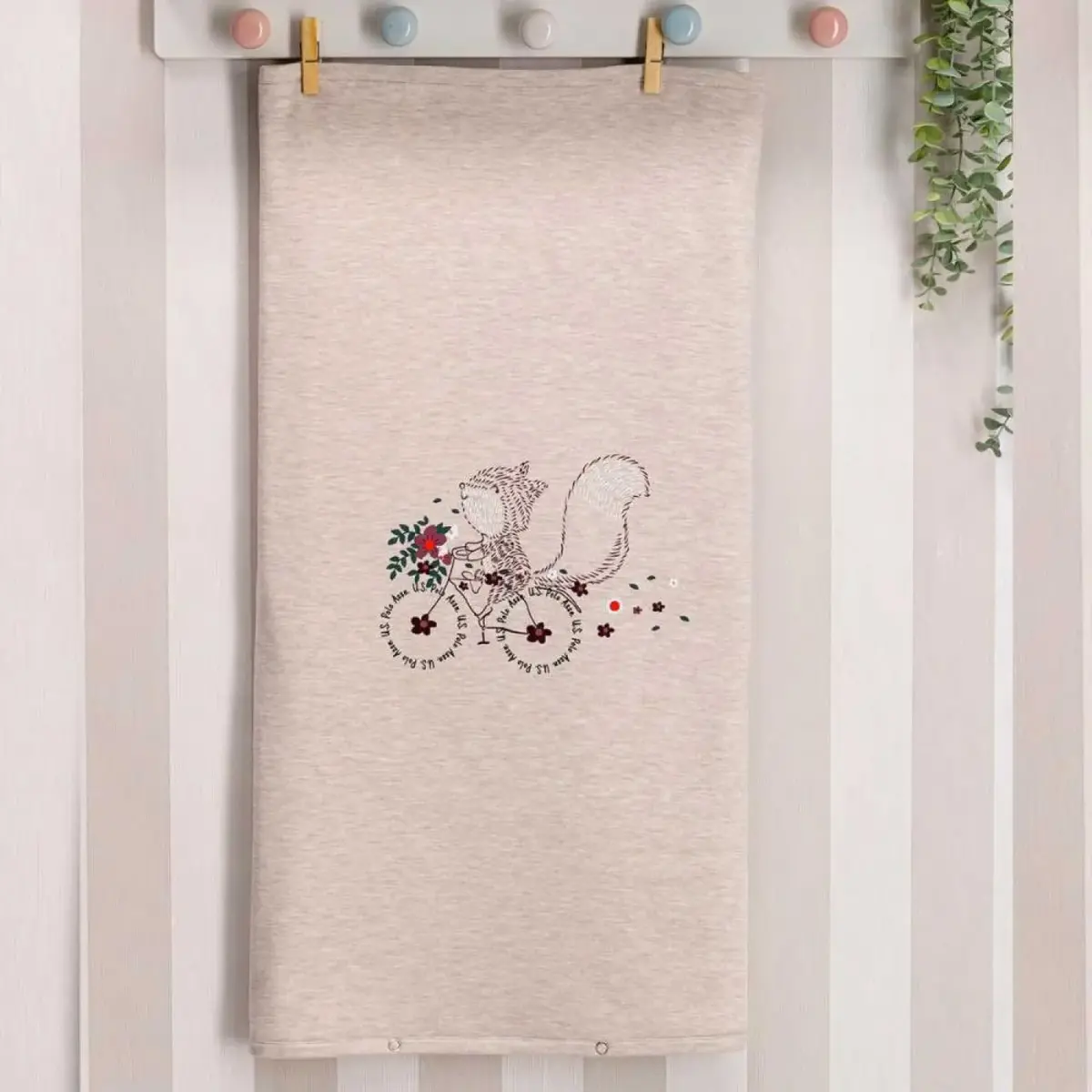 U.S. Polo Battaniye Krem Melanj