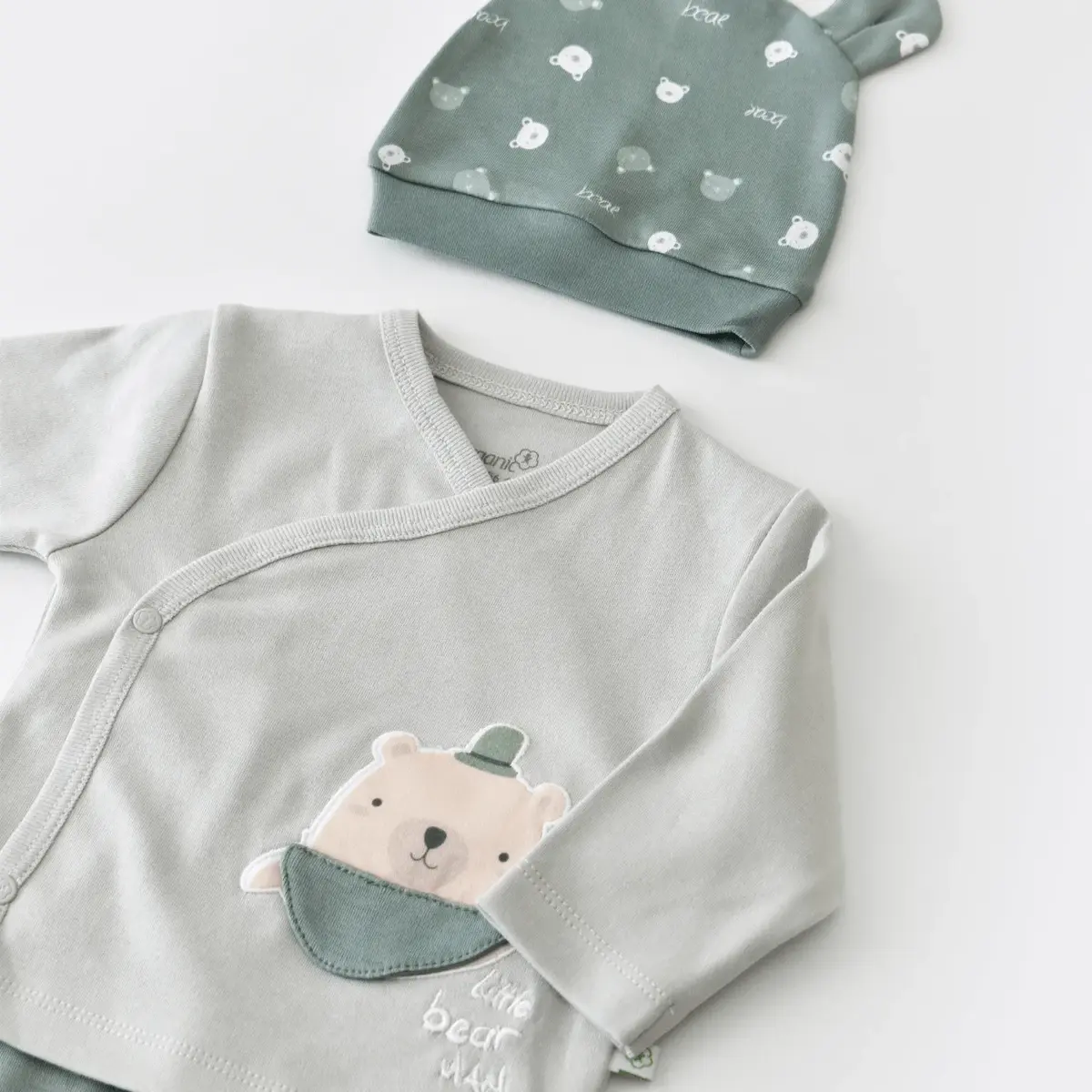 Bibaby Organik Zıbın Takımı 3lü Hug Me Bear Yeşil