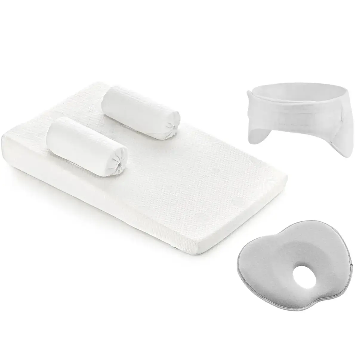 Babyjem Bebek Reflü Yastığı Eko+Düz Kafa Yastığı+ Kepçe Kulak Önleyici Uyku Bandı 