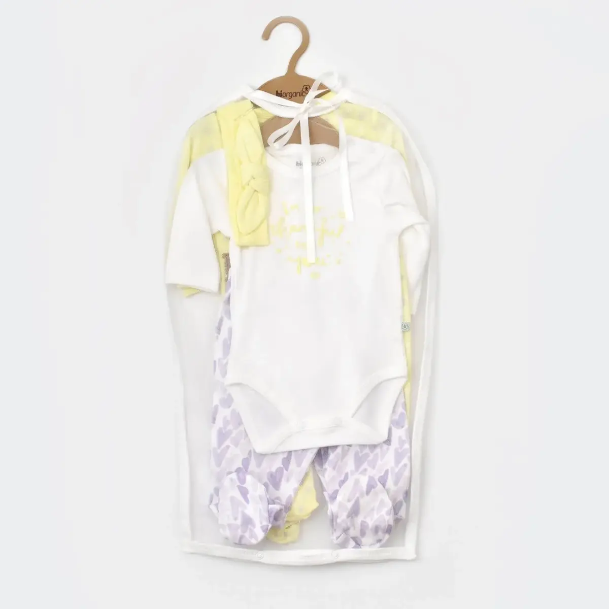 Bibaby Organik Tulum Takımı Tüllü Love You Baby Yellow Lavender