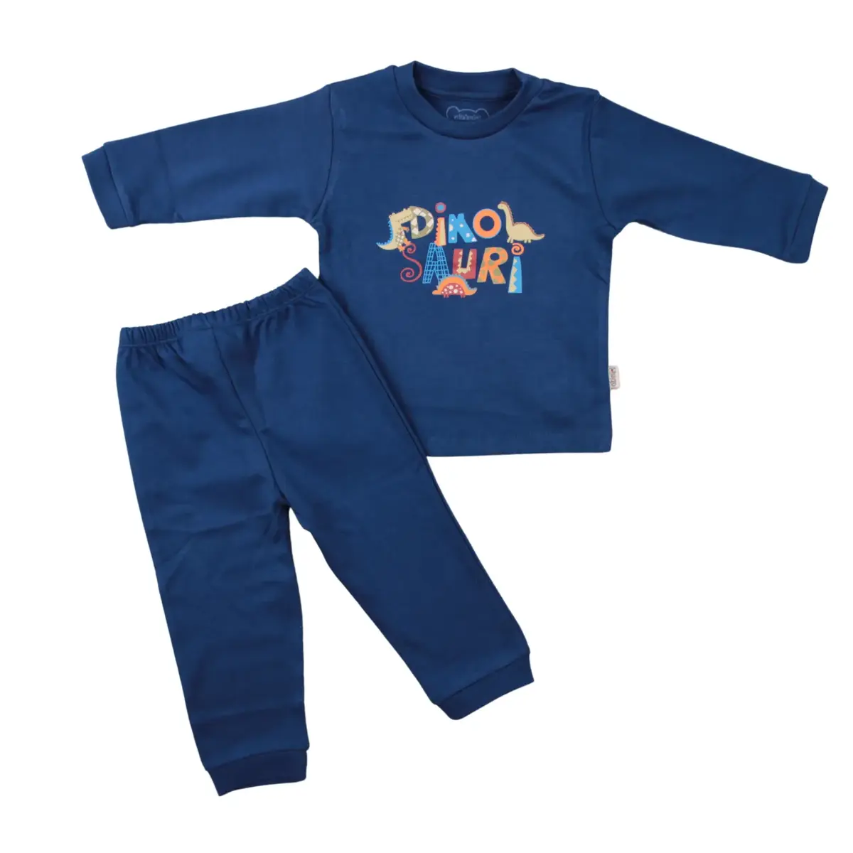 Mini Damla Pijama Takımı Dinazorlu İndigo