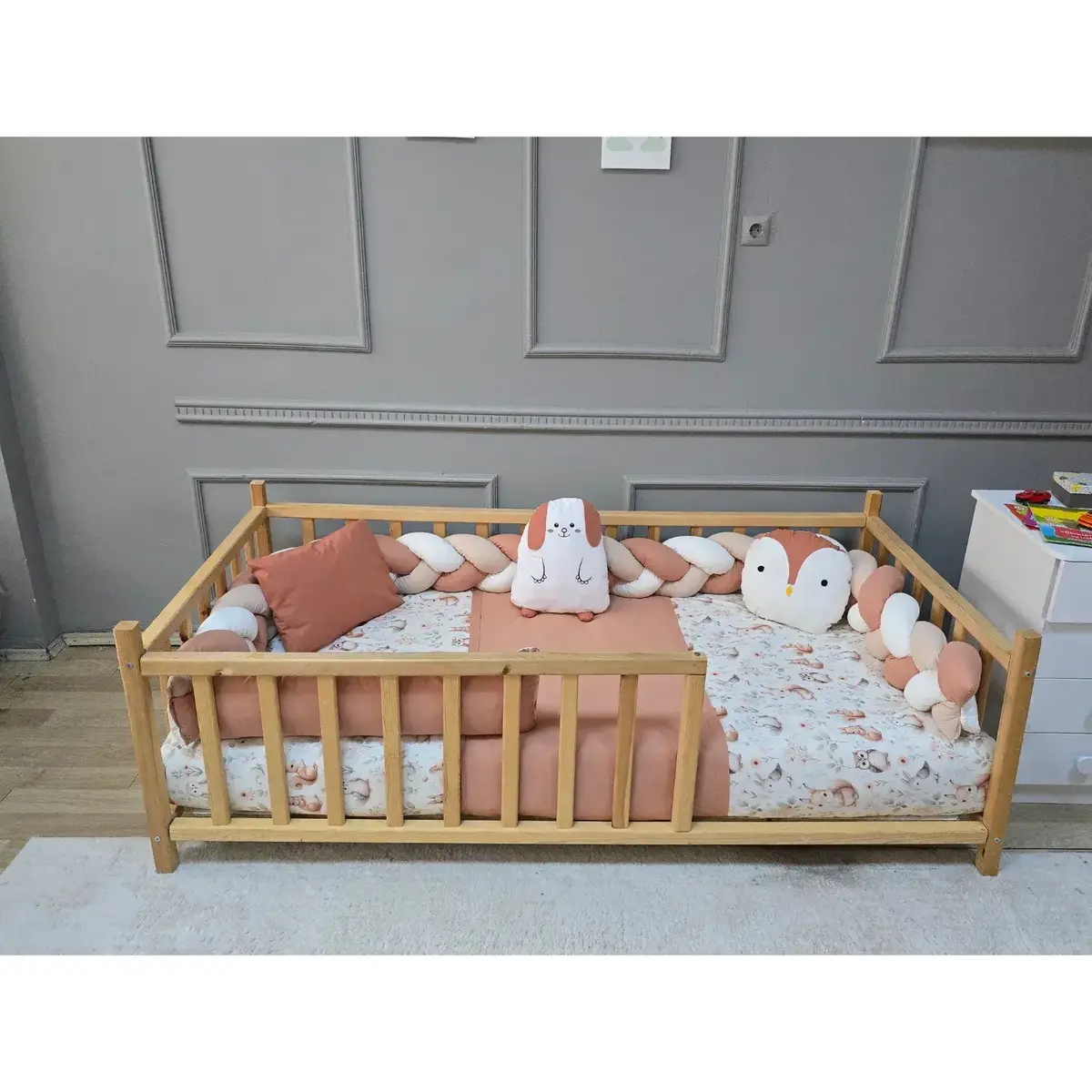 Yuar Baby Motessori Örgü Uyku Seti Somon Tavşan