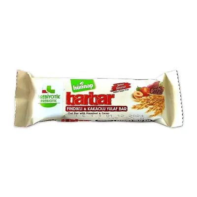 Hünnap Barbar Fındıklı ve Kakaolu Prebiyotik Yulaf Bar30 gr