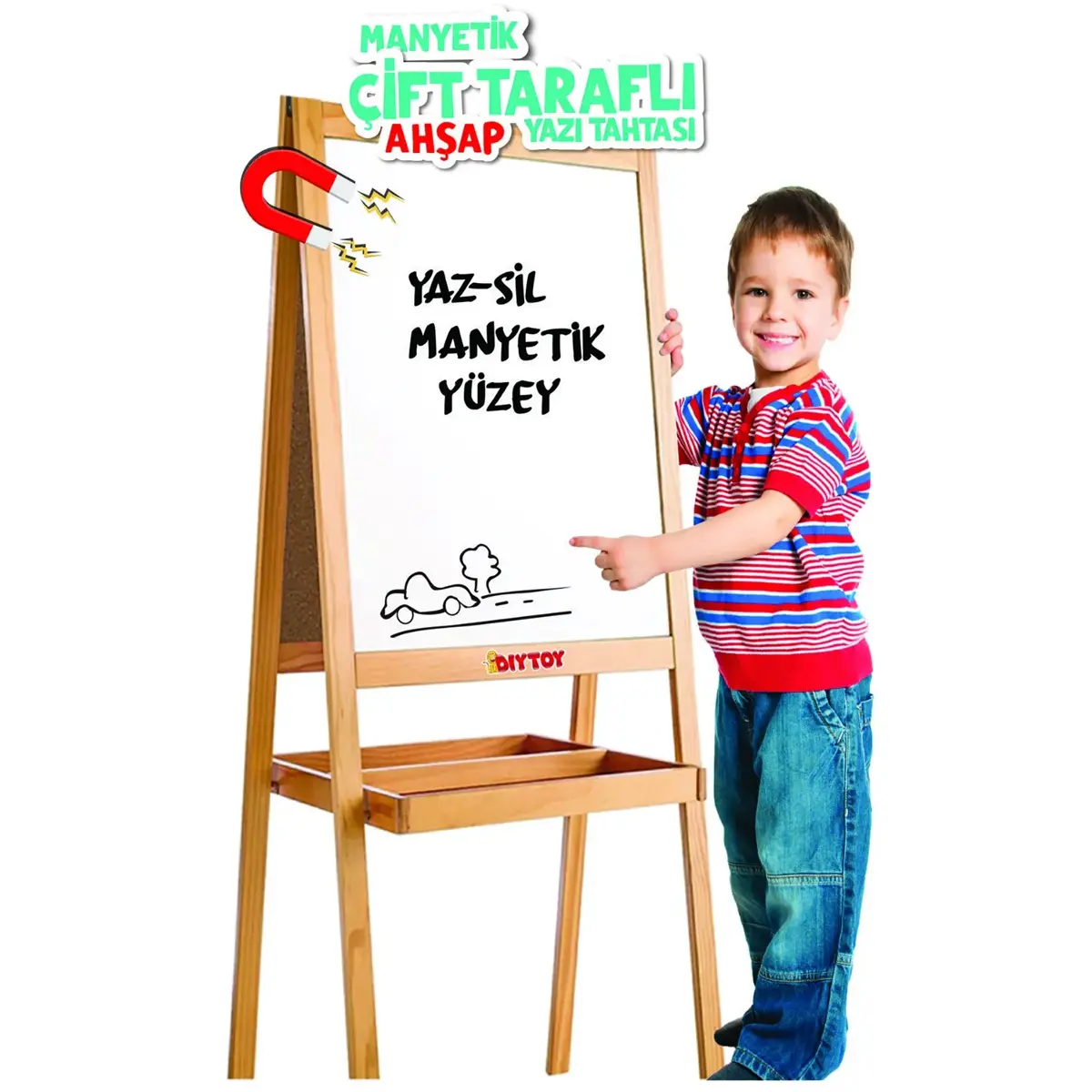 Manyetik Çift Taraflı Ahşap Yazı Tahtası