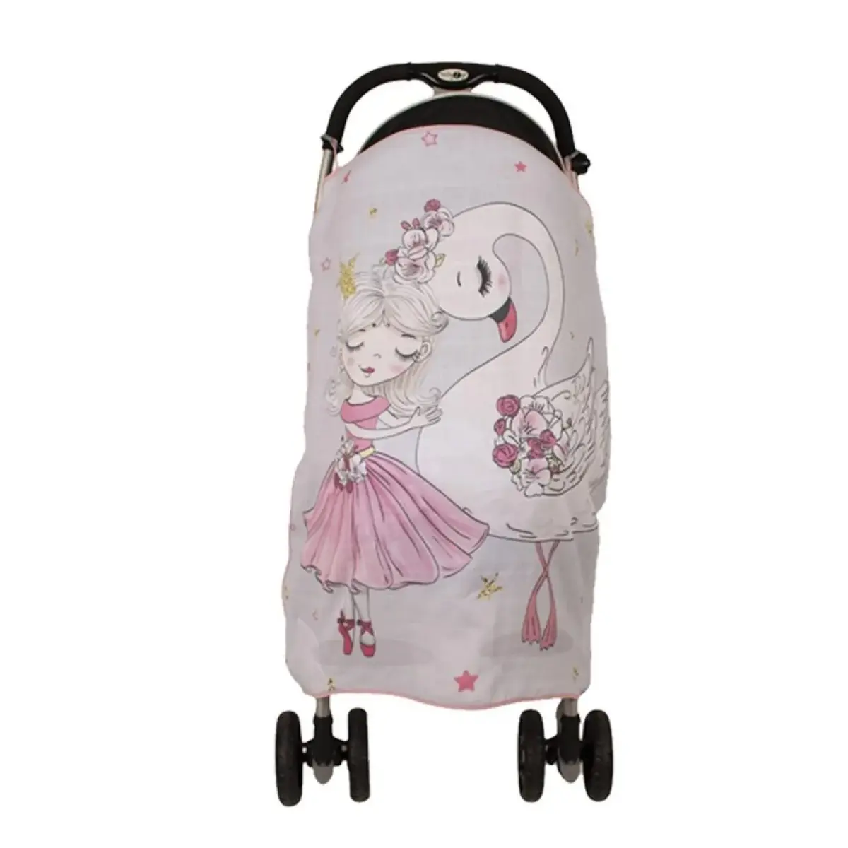 Sevi Bebe Müslin Bebek Arabası Örtüsü Pano Baskılı Kuğu Sevi Bebe Müslin Bebek Arabası Örtüsü Pano Baskılı Kuğu