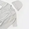 Bibaby Organik Zıbın Takımı 3lü Nature In Waffle Gri Melanj