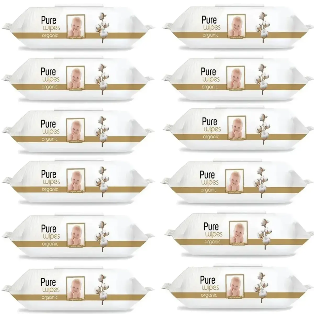 Pure Baby Organik Pamuklu Bebek Islak Havlu 90lı x12