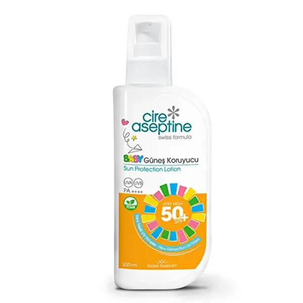 Cire Aseptine Bebek Güneş Koruyucu 50 SPF 200 ml Yeni Nesil Filtre