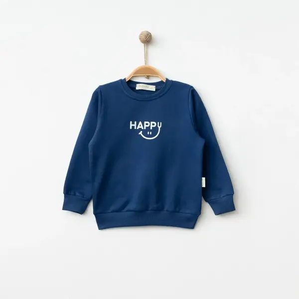 Bebolly Sweatshirt Happy Baskılı Lacivert