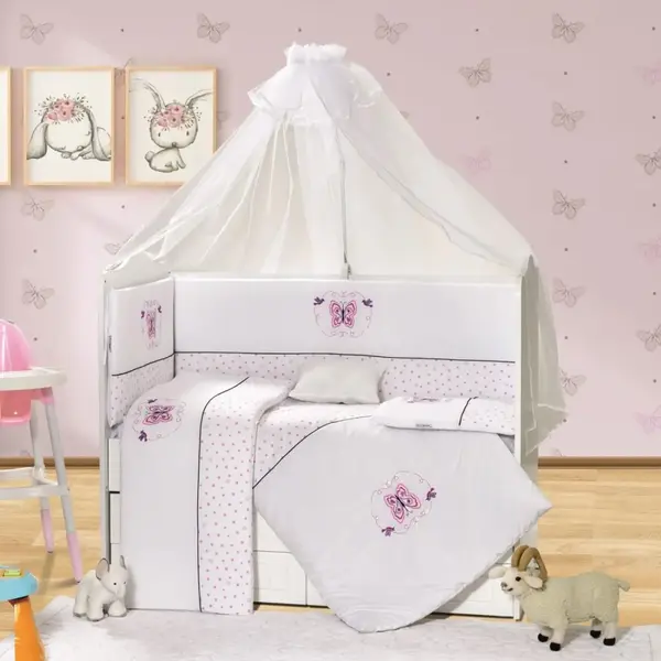Tofin Bebek Uyku Seti Puanlı Kelebek 70x130 Pembe