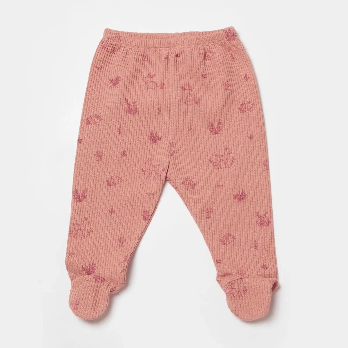 Bibaby Organik Zıbın Takımı 3lü Waffle Deer And Bird Ekru - Rose