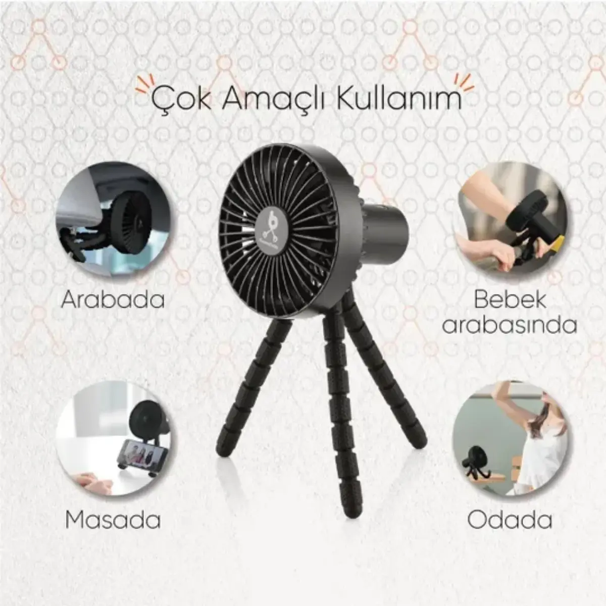Gezenbebe Çok Fonksiyonlu Bebek Arabası Fanı