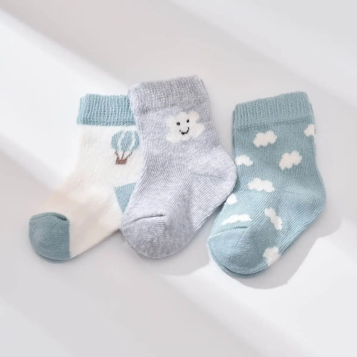 Bibaby Organik Çorap Soket 3lü Cloudy Nil