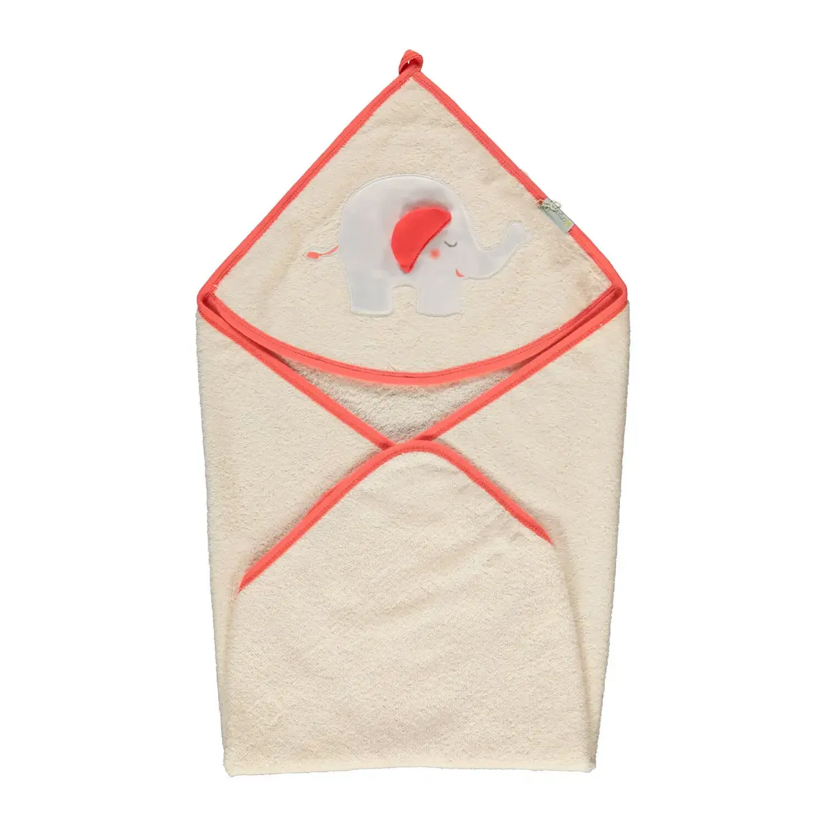 Bibaby Organik Havlu Happy Elephant Ekru - Nar Çiçeği