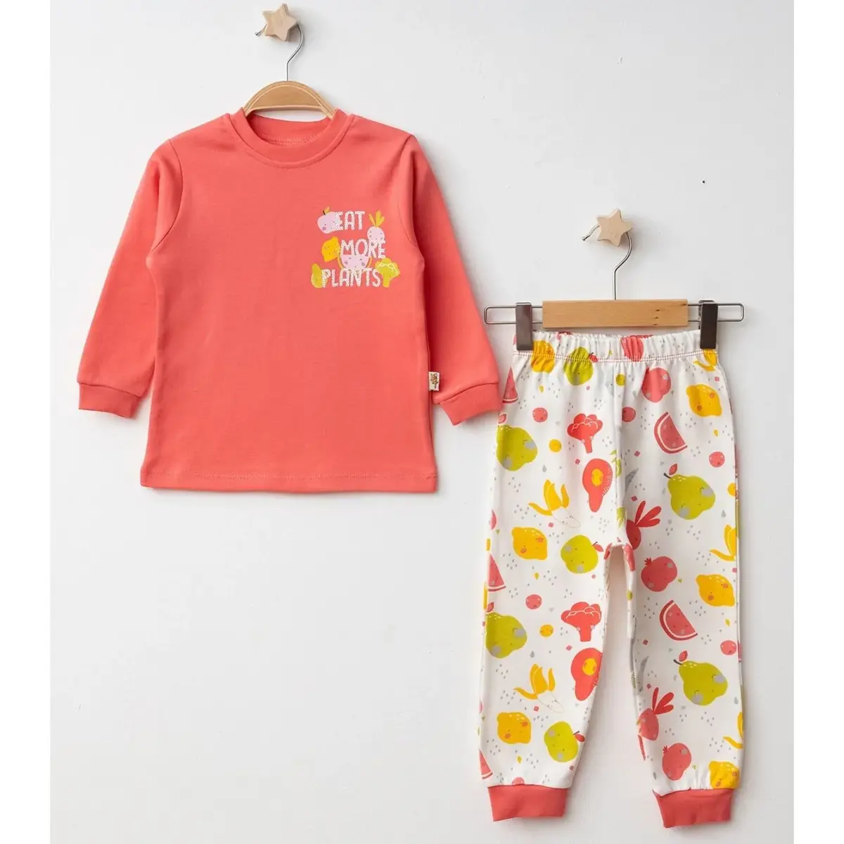 Mini Damla Pijama Takımı Penye Meyve Sebze Emprime Nar Çiçeği Mini Damla Pijama Takımı Penye Meyve Sebze Emprime Nar Çiçeği