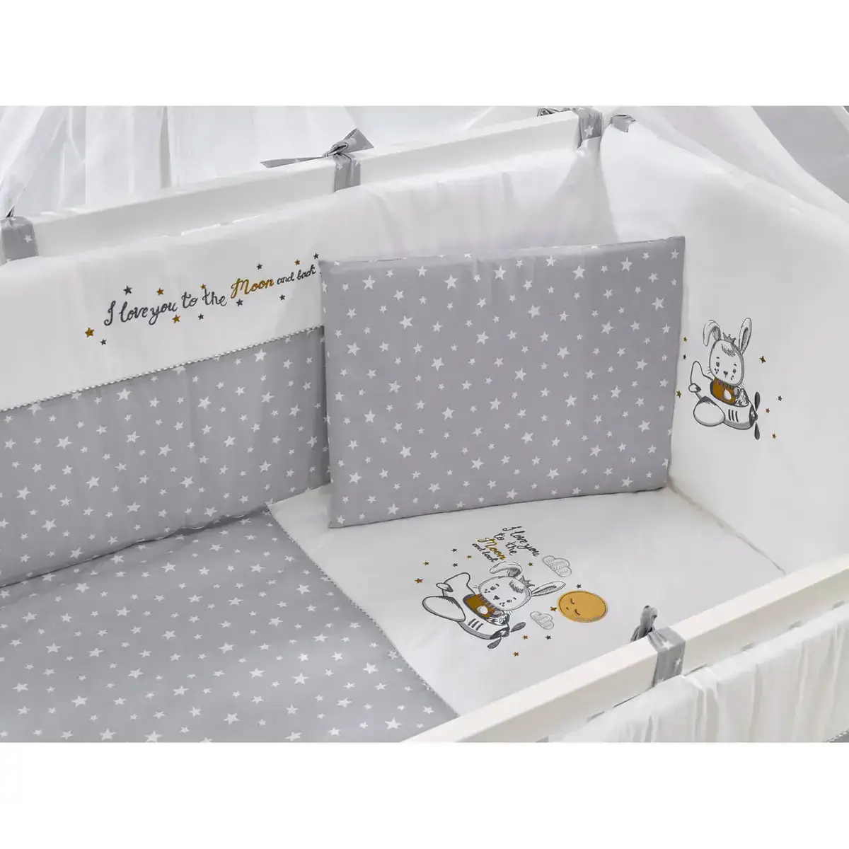 Meltem Kids Kral Beşik 60x120 cm Beyaz- Moon Gri