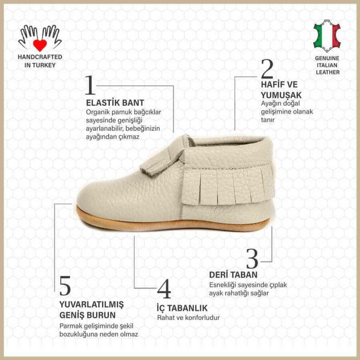 Ella Bonna Bebek Ayakkabısı Hakiki Deri Mokosen Bej