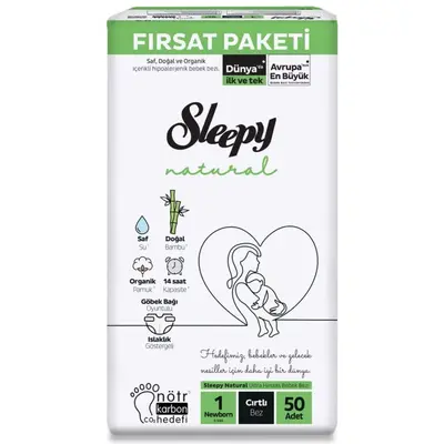 Sleepy Bebek Bezi Natural Yenidoğan 2-5 Kg  50li Fırsat Paket