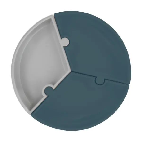 OiOi Puzzle Vakumlu Mama Tabağı Deep Blue - Powder Grey