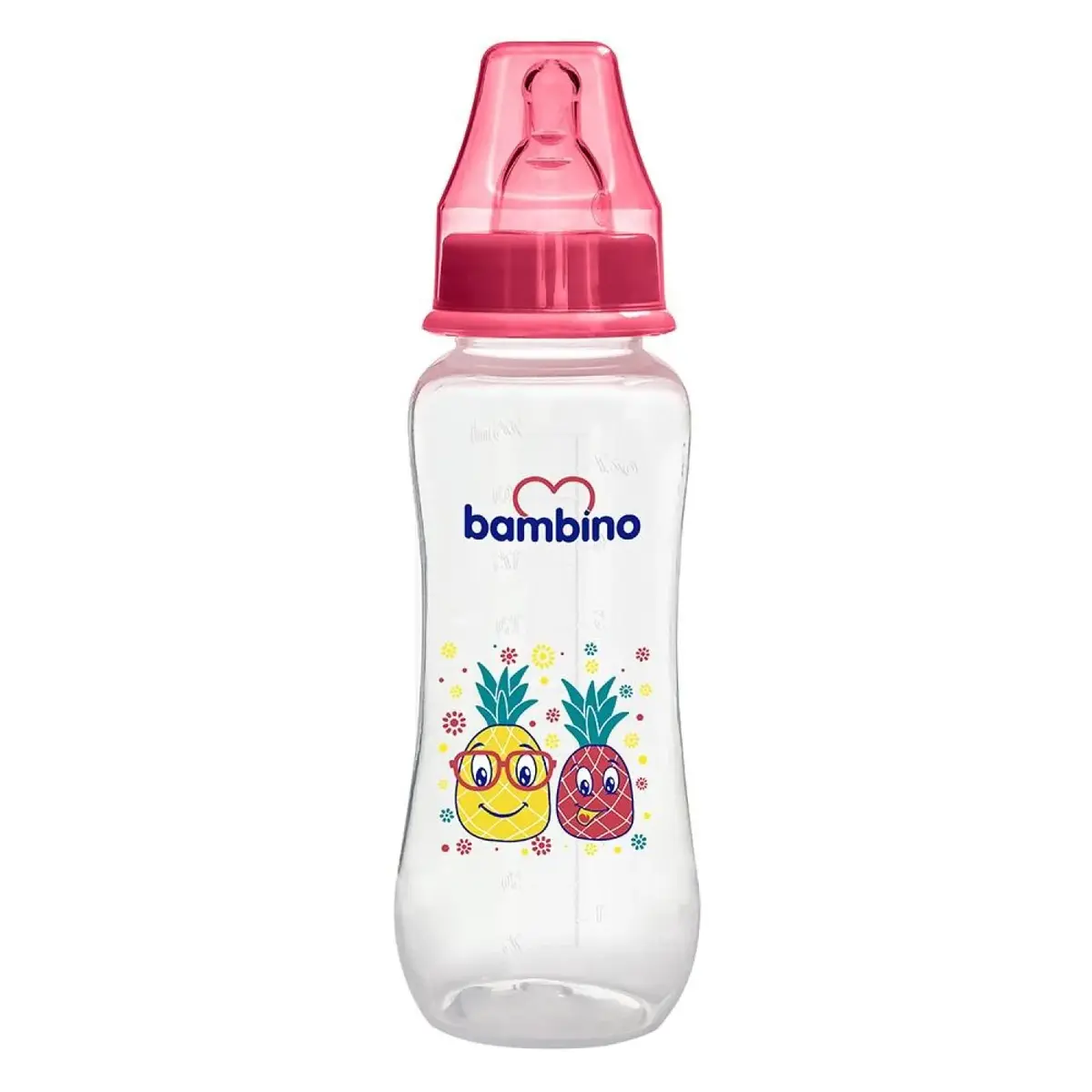 Bambino Silikon Emzikli Kavramalı PP Biberon 250 ml Ananas